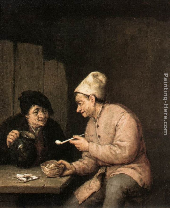 Piping and Drinking in the Tavern painting - Adriaen van Ostade Piping and Drinking in the Tavern art painting